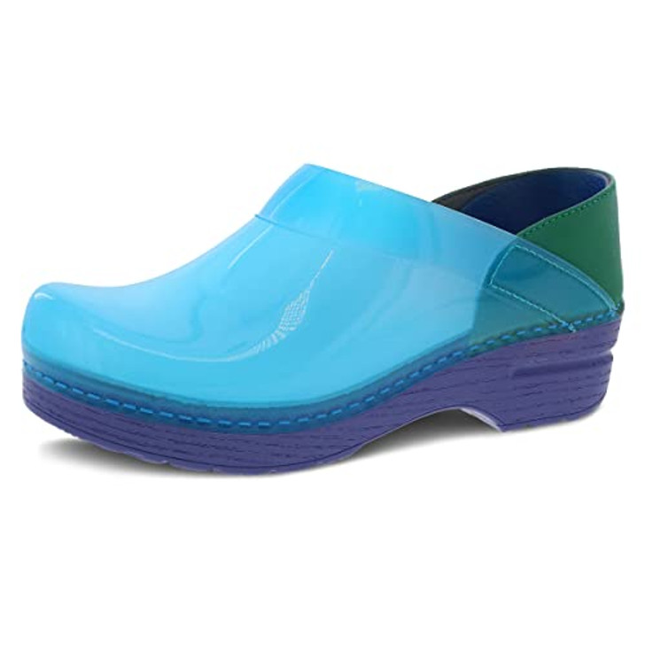 Dansko Professional Translucent Blue 9.5-10 M US Slip-On Clogs for Women Rocker Sole and Arch Support for Comfort Jelly-Soft, Candy-Colored Shell