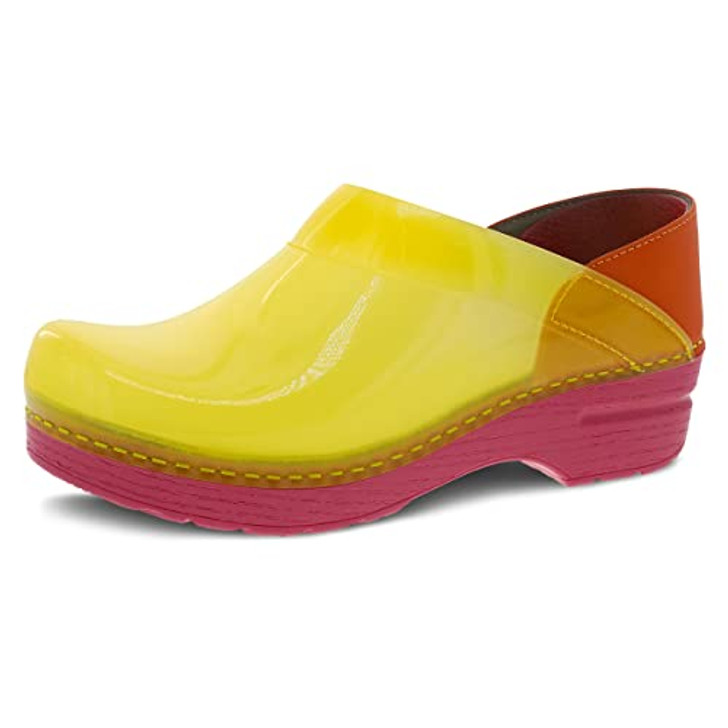 Dansko Professional Translucent Yellow 6.5-7 M US Slip-On Clogs for Women Rocker Sole and Arch Support for Comfort Jelly-Soft, Candy-Colored Shell