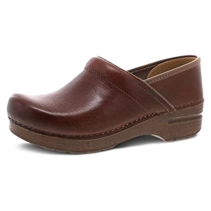 Dansko Professional Slip-On Clogs for Women Rocker Sole and Arch Support for Comfort Ideal for Long Standing Professionals Saddle Full Grain 7.5-8 M US