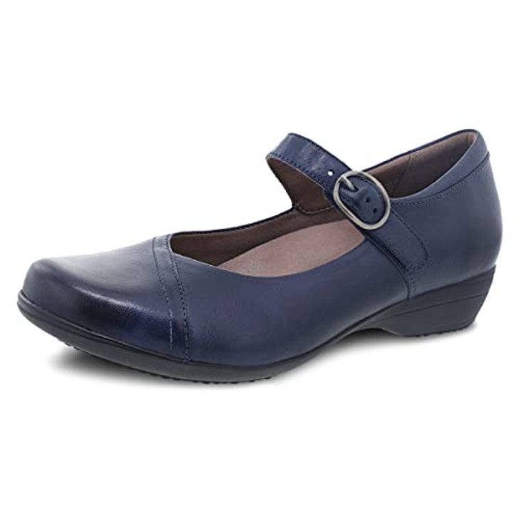 Dansko Fawna Mary Jane for Women - Cute, Comfortable Shoes with Arch Support - Versatile Casual to Dressy Footwear with Buckle Strap - Lightweight Rubber Outsole, Navy, 7.5-8 M US