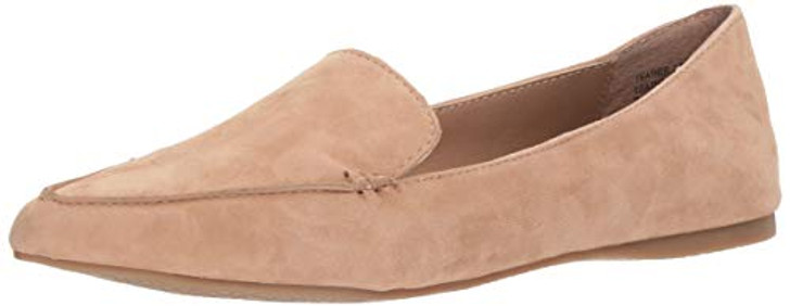 Steve Madden Women's Feather Loafer Flat, Camel Suede, 8.5