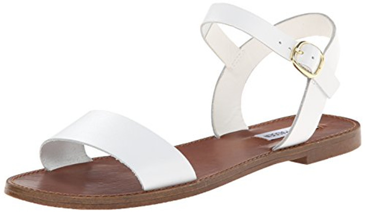 Steve Madden Women's DONDDI Sandal, white leather, 7.5 M US