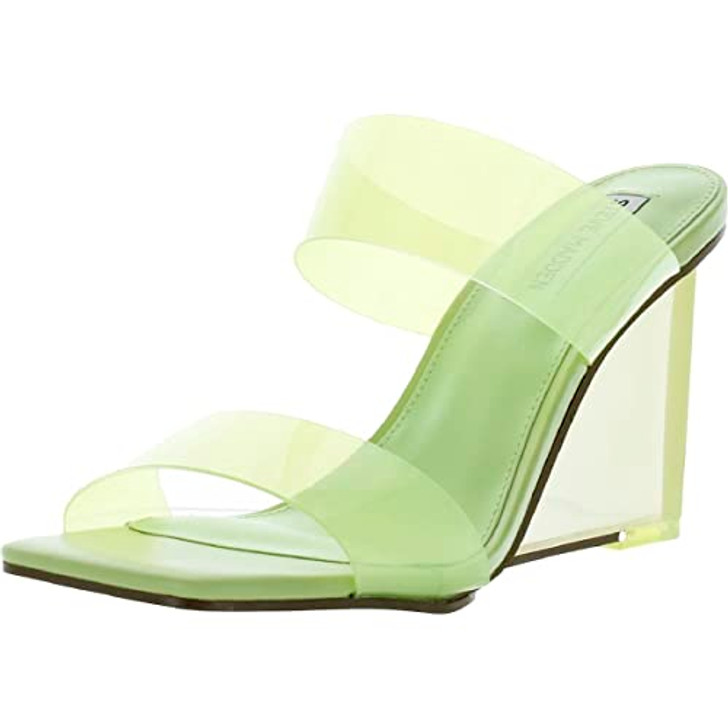 Steve Madden Women's Isa Double Banded Slip On Wedge Sandals, Lime Green, 7.5 M US