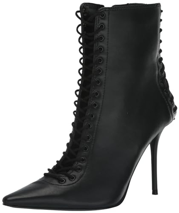 Steve Madden Women's Allnight Ankle Boot, Black Leather, 8