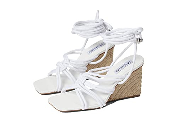 Steve Madden Womens IDOLIZED Square Toe Wedge Heels White 11 Medium (B,M)