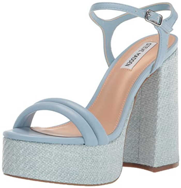 Steve Madden Women's Tiera Heeled Sandal, Blue Multi, 10