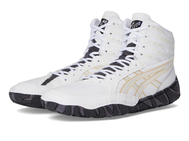 ASICS Men's Aggressor 6 Wrestling Shoes, White/Champagne, 9.5