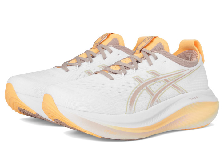 ASICS Women's Gel-Nimbus 27 Running Shoe, White/Fawn, 9.5