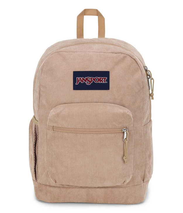 JanSport Cross Town Plus Remix Backpack - Padded Back Panel, Laptop Sleeve, and Front Pocket Organizer - Travertine Corduroy