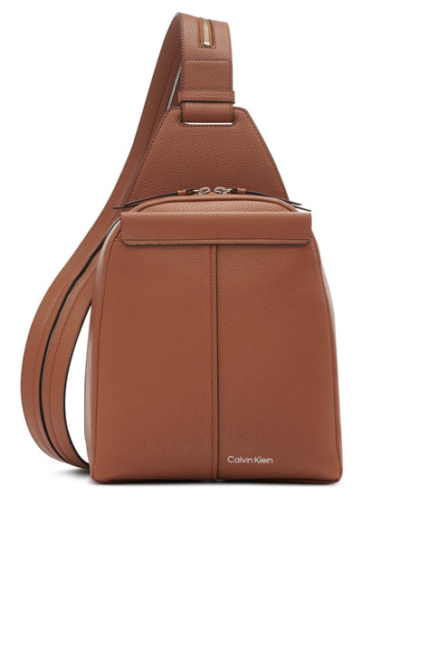 Calvin Klein Women's Myra Backpack for Women – Vegan Leather Convertible Sling Backpack, 2 Pockets, Caramel, One Size