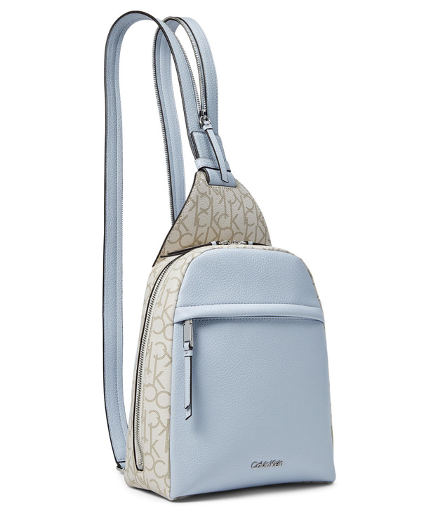 Calvin Klein, Womens, Mia Signature Backpack, Vanilla/Khaki/Arctic Ice, Medium