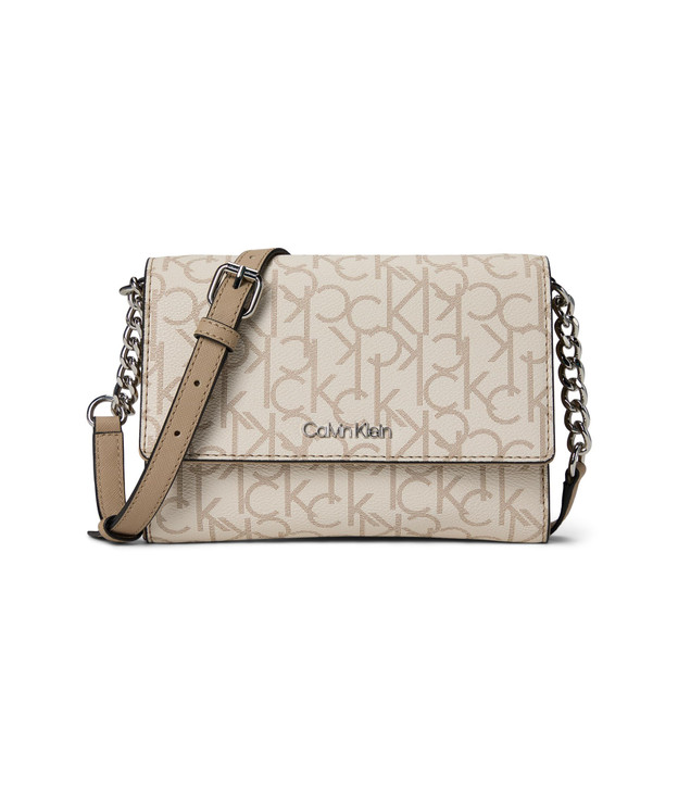 Calvin Klein Key Item Crossbody, Vanilla/Khaki/Silver Mnk