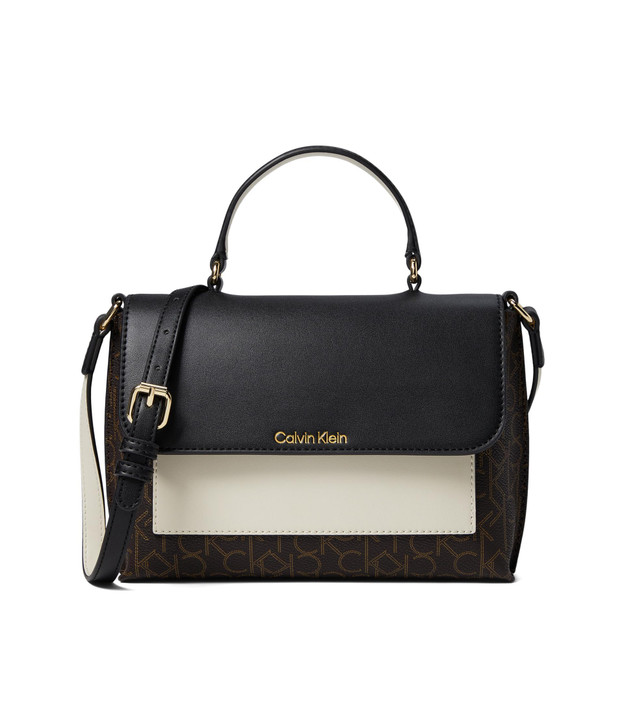 Calvin Klein Odette Signature Crossbody, Brown/Khaki/Black/White