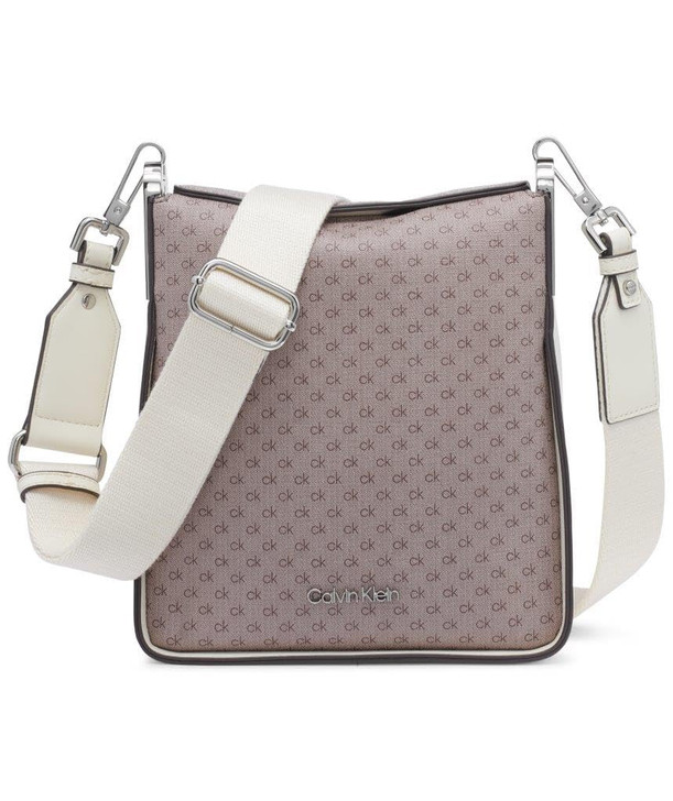 Calvin Klein Fay North/South Small Crossbody, Almond/Taupe/Cherub White, One Size
