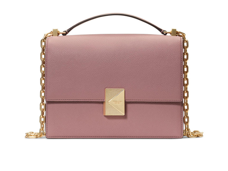 kate spade new york Deco Leather Flap Chain Crossbody, Dusk Rose