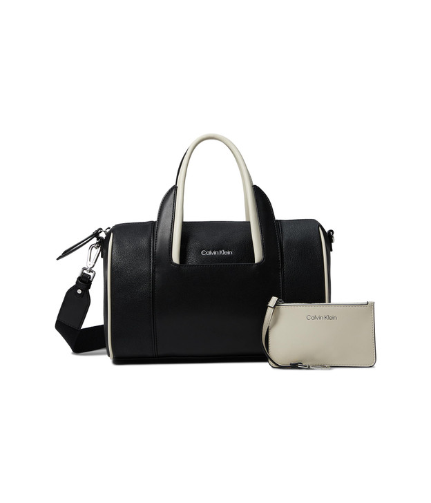 Calvin Klein Geeta Casual Satchel, Black/White