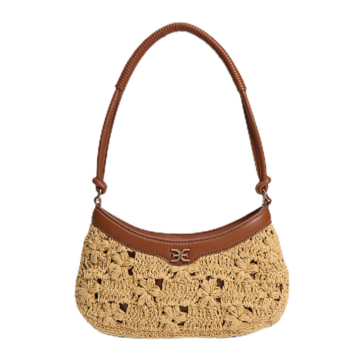 Sam Edelman Layla Floral Raffia Shoulder Bag - Natural