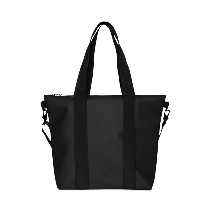 RAINS Tote Bag Mini - Black Waterproof Shoulder Bag for Men and Women - Everyday Tote for Work, Travel, Shopping with Coated Zip and Carry Handles - 2 Year Warranty