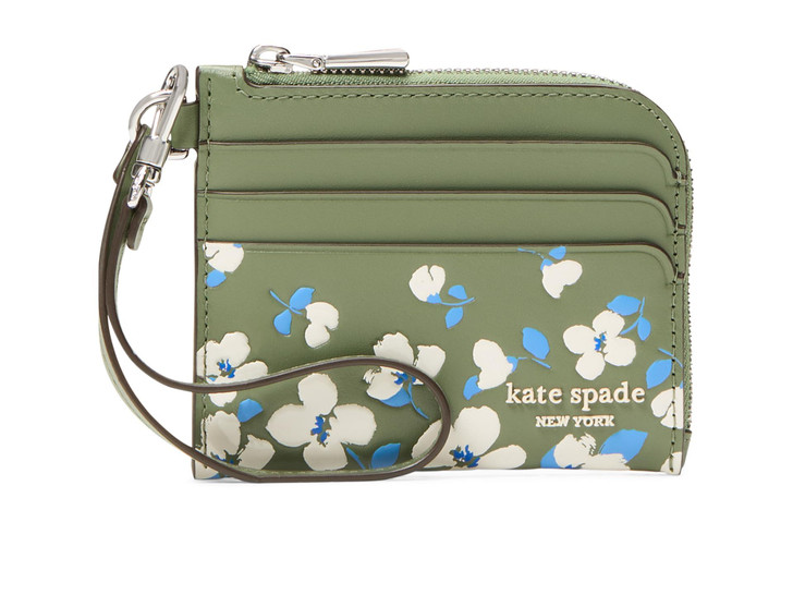 kate spade new york Devin Saffiano Leather Coin Card Case Wristlet, Floral Cedar Stand