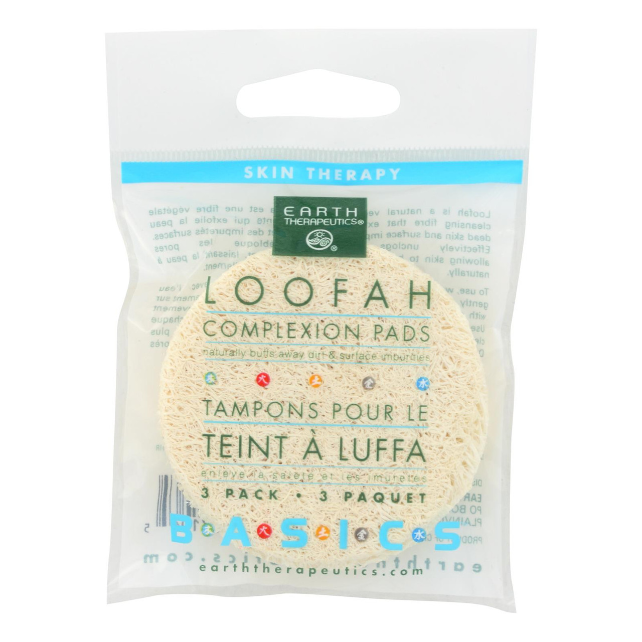 Image of Earth Therapeutics Loofah Complexion Pads - 3 Pads - Case of 12