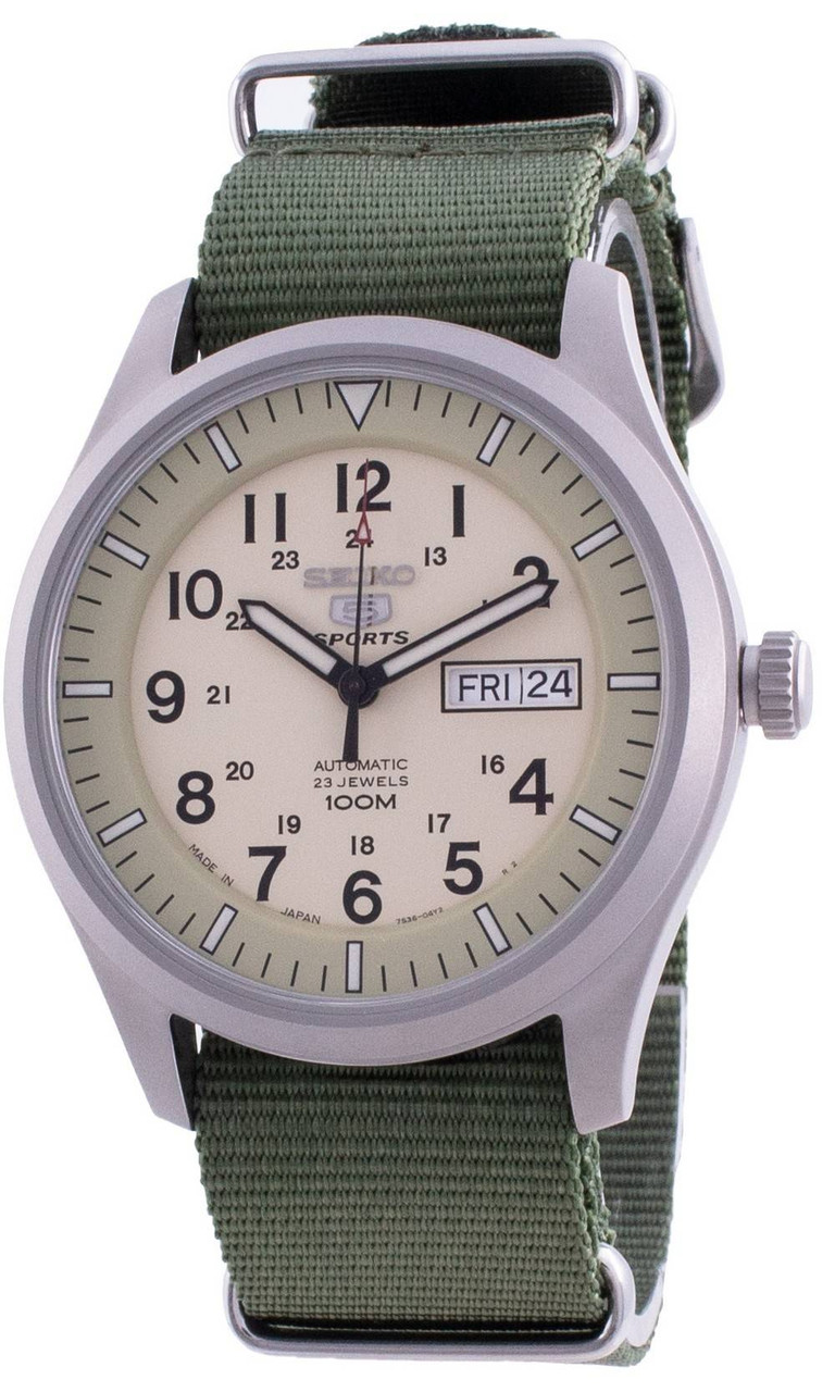 Image of Seiko 5 Sports Military Automatic SNZG07J1-var-NATO9 100M Japan Made Men's Watch