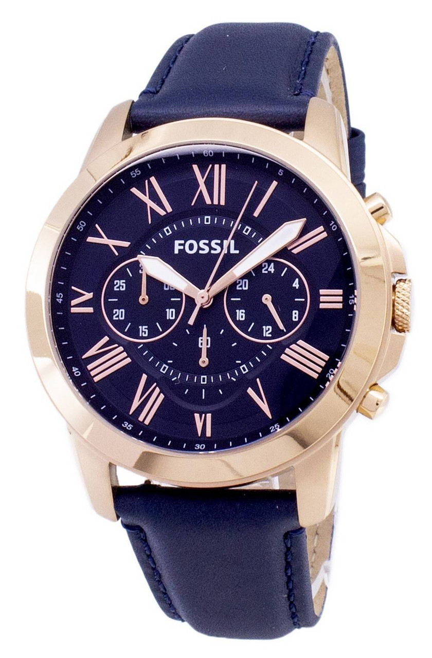 Image of Fossil Grant Chronograph Blue Leather Strap FS4835 Men's Watch