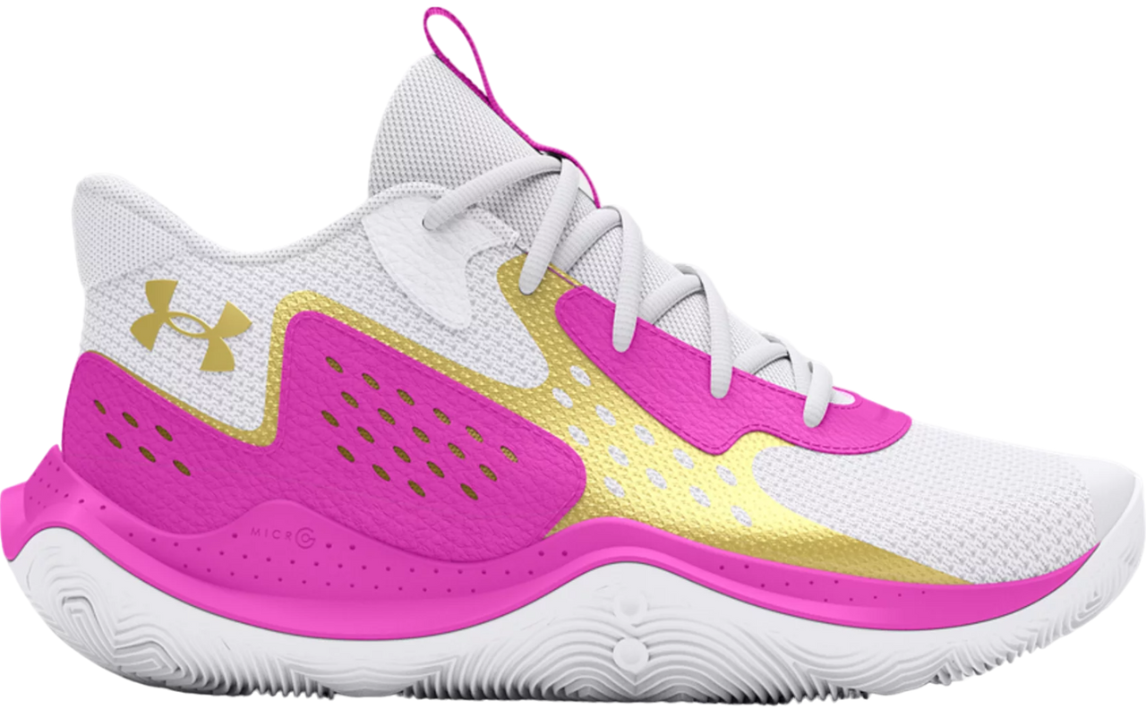 Sports Locker | UA Grade School Jet '23 Basketball Shoe-White/Pink