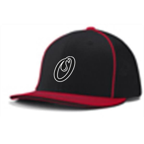 OILERS VARSITY FITTED TRUCKER CAP - BLACK/RED OILERS VARSITY FITTED TRUCKER CAP - BLACK/RED