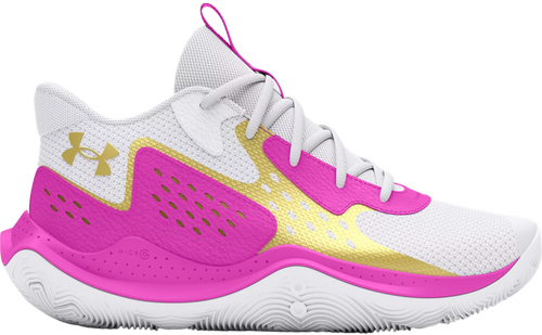 UA Grade School Jet '23 Basketball Shoe-White/Pink