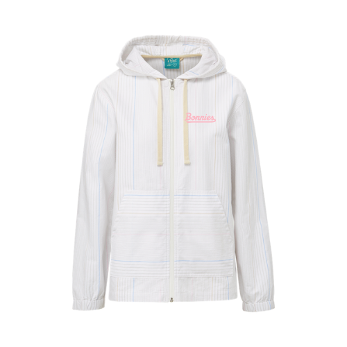 Bonnies Mood & Vibe Ladies Poplin Jacket-White/Multi Striped