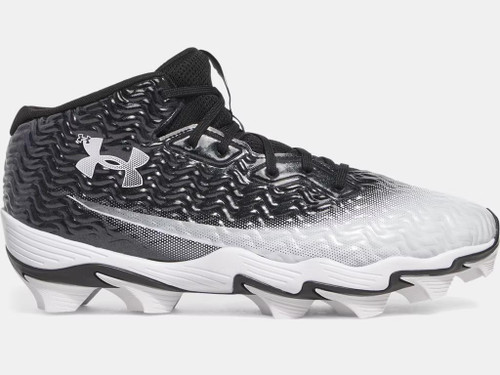 UA Spotlight Hammer Wide Football Cleats-Black/White