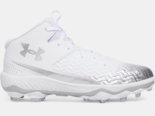 UA Spotlight Mid Football Cleats-White/Silver
