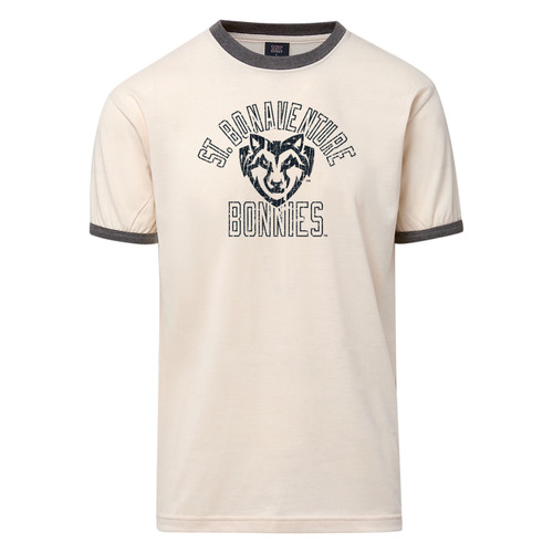 St. Bonaventure Bonnies Ringer Tee-Vintage White/Charcoal