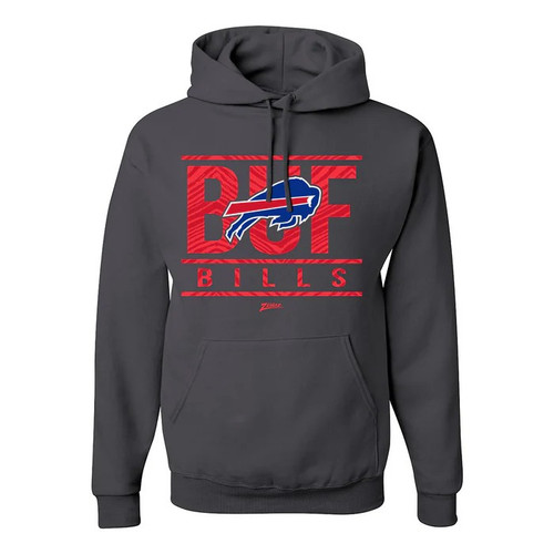 Zubaz Buffalo Bills Unisex Z2C Goal Line Hoodie-Charcoal