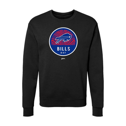 Zubaz Buffalo Bills Unisex Z3C Dime Back Crewneck-Black
