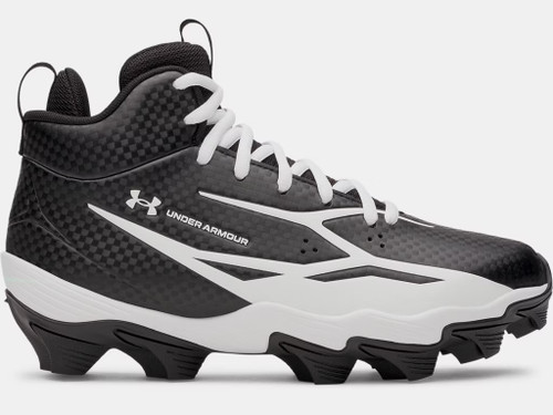 UA Spotlight Hammer JR Wide Football Cleat-Black/White