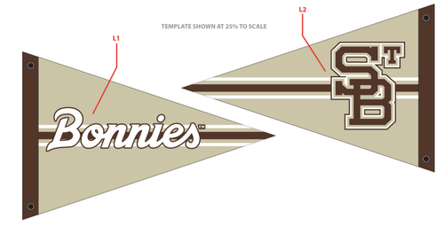 St. Bonaventure Sublimated Pennant-Brown/Light Tan