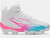 UA Spotlight Hammer JR Kids Football Cleat-White Fresco Blue/Pink Rave
