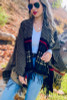 Plaid printed cozy Rouhana cardigan with tassel