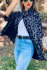 Leopard printed Pancho cardigan with clip holder button