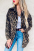 Leopard printed faux fur side button down detail shirt jacket with pocket