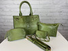 Olive 4-in-1 boxy satchel faux leather with heavy gold hardware