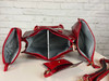 Red 4-in-1 boxy satchel faux leather with heavy gold hardware