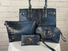 Navy Blue 4-in-1 large boxy satchel faux leather with elegant details