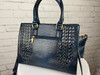 Navy Blue 4-in-1 large boxy satchel faux leather with elegant details