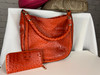 Orange color tone 2 in 1 ostrich hobo handbag and wallet set