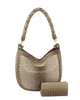 Stone color tone 2 in 1 ostrich hobo handbag and wallet set