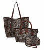 Brown leopard croc 3-in-1 tote, satchel & clutch