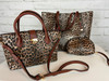 Brown leopard croc 3-in-1 tote, satchel & clutch