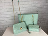 Light sage large quilted tote, cross body clutch, & wristlet 3-in-1 set